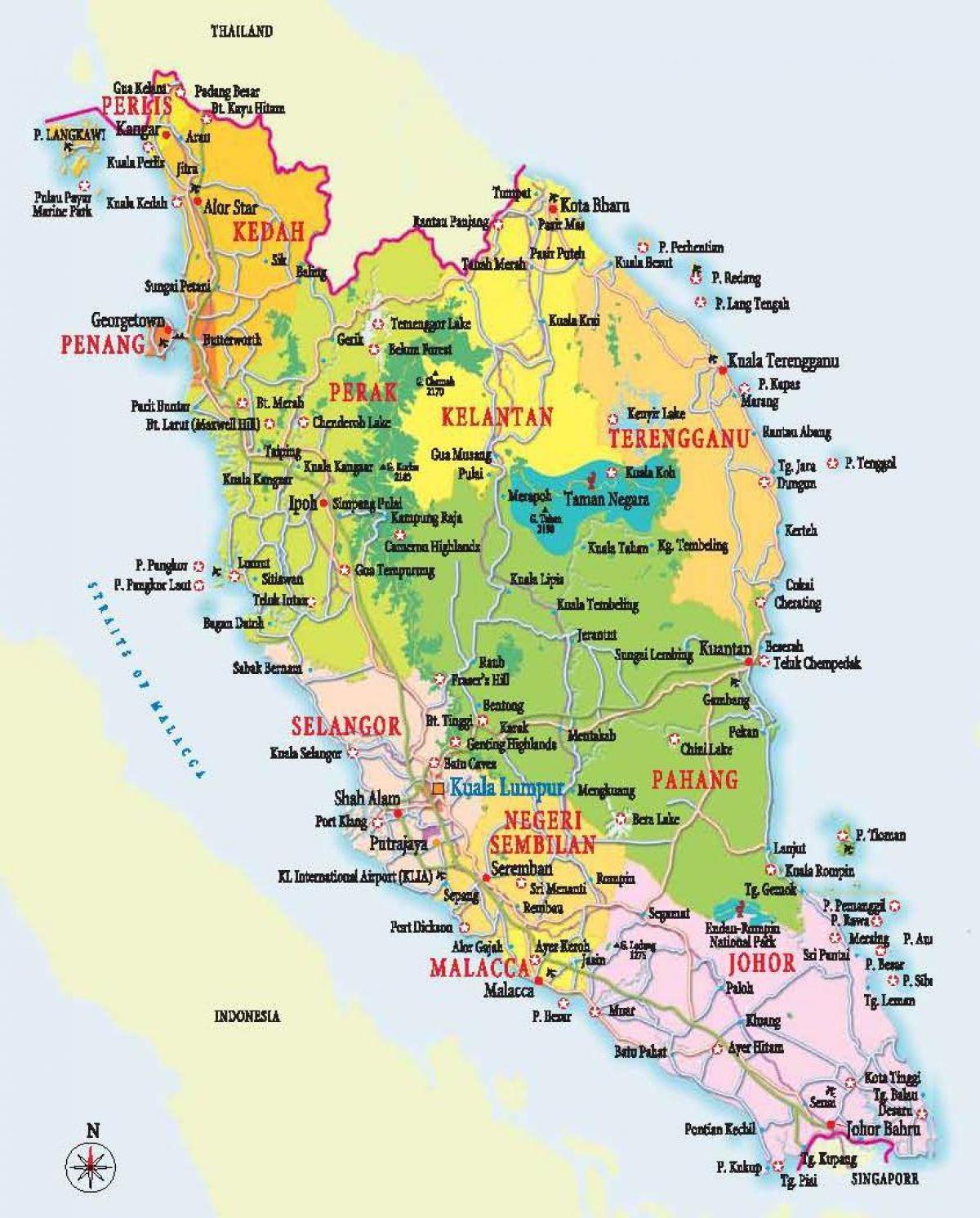 خريطة غرب ماليزيا